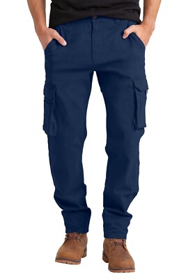 Mens Heavy Duty Work Trouser Stretch Reinforced Utility Pocket Cargo Full Pant