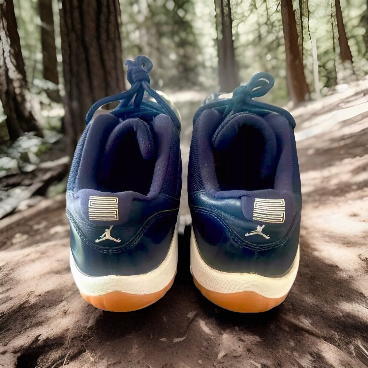 NIKE AIR JORDAN 11 RETRO LOW PATENT LEATHER SNEAKER NAVY/GUM/WHITE