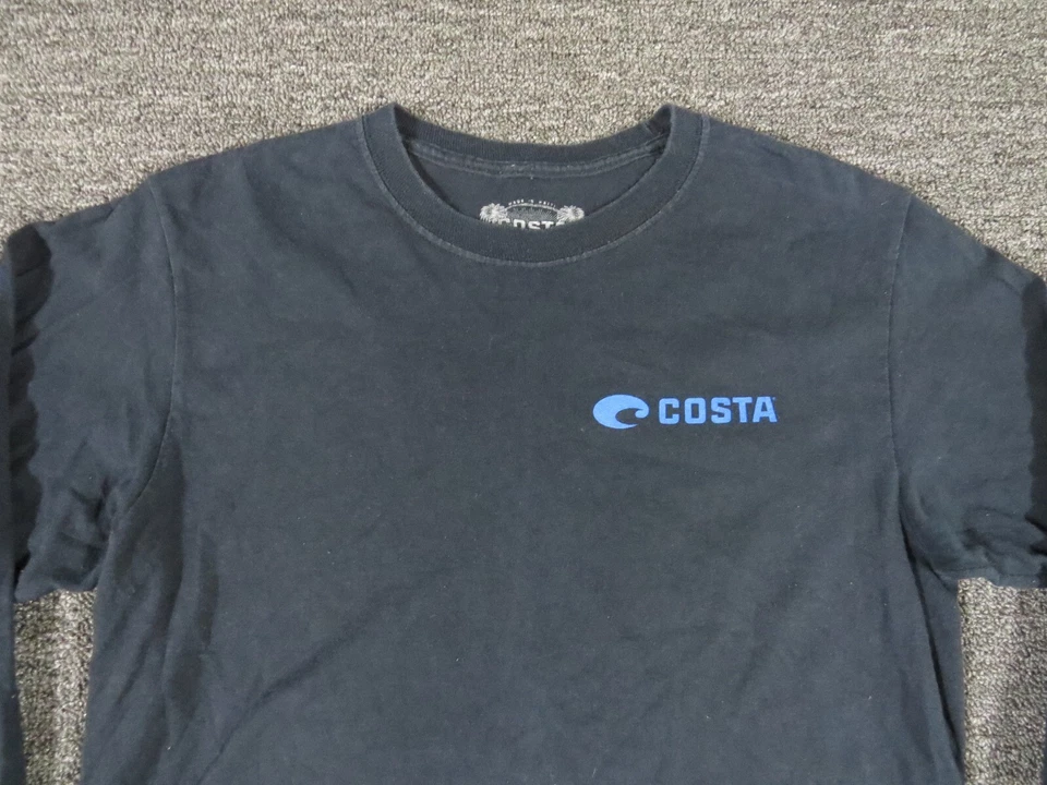 Camisa Costa Para Hombre Pequeña Negra Manga Larga Cuello Redondo T Logo Foto 2 de 4