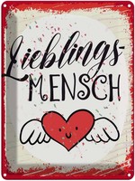 Blechschild 40X30 Cm Lieblingsmensch Herz Engel Rot Dekoration Spruch Zitat Deko