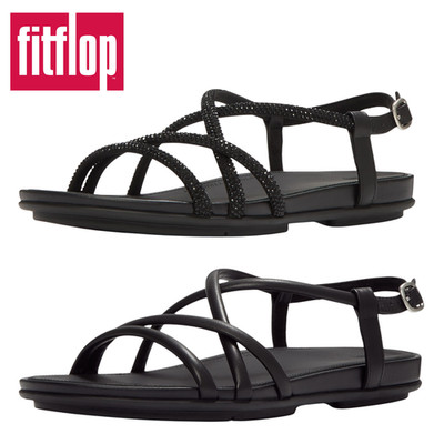 Fitflop Damen-Ledersandalen Gracie Kristall weich offene Zehenpartie Sommer Freizeit Sandale