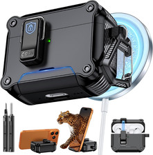 for Airpods Pro 3 Case with Secure Lock Black  Phone Stand Design,Compatible