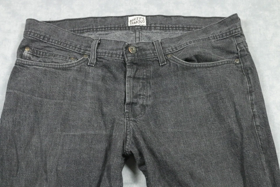 Naked & Famous Jeans Mens 36 Black Gray WeirdGuy Grandrelle Denim 100% Cotton - Image 2 of 4