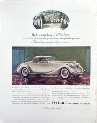 1935  Ad (10 3/4  X 13 3/4 inches) Packard 12 Coupe Roadster 2 Or 4-Passenger