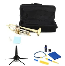 Tromana TR300 Student Bb Trumpet with Care Kit and Stand- Clear Lacquer