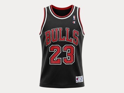 Champion Chicago Bulls #23 Trikot Größe 40 Black Mesh Vintage 90s NBA...