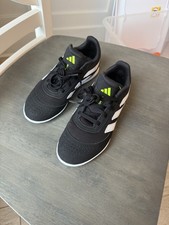 Unisex boy girl indoor soccer cleats adidas black neon kids sz 3.5 NEW awesome