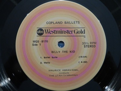 Utah Symphony   Copland Ballets Billy The Kid, Rodeo - 1972 VG RECORD NO COVER