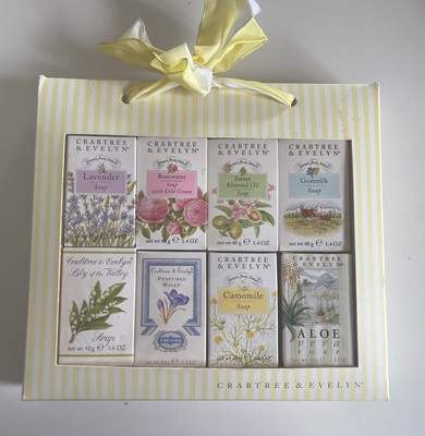 Crabtree & Evelyn Soap Sampler 8 @ 40g GIFT SET Rose Lavender Lily Freesia ETC