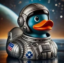2.75” Astronaut Rubber Duck Style Resin Collectible, Blue, NASA