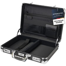 HMF Aktenkoffer, Alukoffer für Laptop abschließbar mit Zahlenschloss