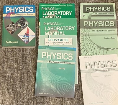 Abeka Physics Student Book, Lab, Teacher Lab Key & Solution - 8 Books
