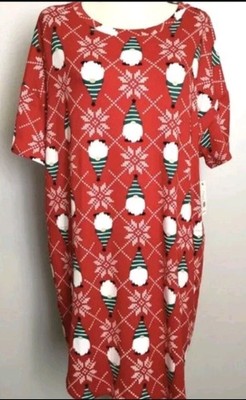New Super Soft Gnome Sleep Shirt Nightgown Lounge Pockets Women's L XL Muumuu