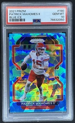 2021 Prizm Patrick Mahomes Blue Ice Prizm /99 PSA 10 JERSEY MATCH