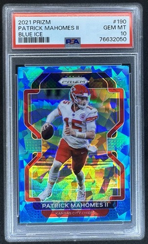 2021 Panini Prizm Patrick Mahomes Blue Ice Prizm /99 PSA 10 JERSEY MATCH