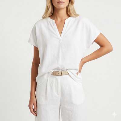 NEU Street One Tunika Bluse T-Shirt Weiß V-Ausschnitt Kurzarm Gr. 34-46 (5311)