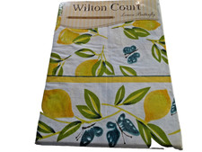 Wilton Court Lemon Butterfly Tablecloth 60"x84" Oblong 100 Cotton