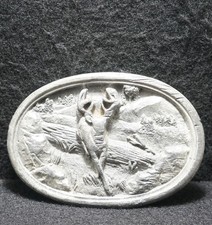 WI01138 AWESOME VINTAGE 1990 BIG BUCK RUNNING DEER NATURE ARTWORK BELT BUCKLE