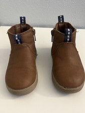 Cat  Jack Unisex Kids Chelsea Ankle Boots Zip Brown Solid Round Toe 7