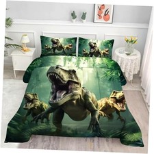 Kids Size Dinosaur Comforter Set for Boys 3 Pieces Soft King Dinosaurs-3d