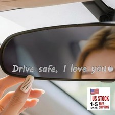 3PCS Drive Safe I Love You Mirror Sticker, Metal Car Decals for Men, Silver