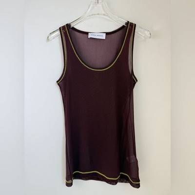 MARINA MOSCONE stretch mesh layering TANK TOP M/L