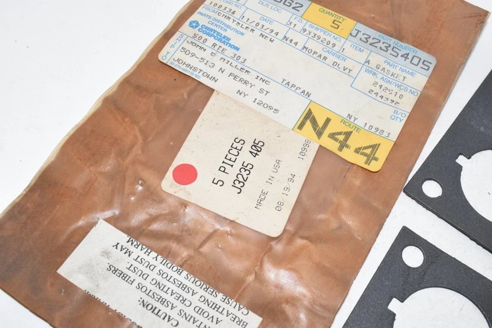 Lote de 2 JUNTAS DE CARBURADOR AUTOMOTRIZ CROWN OEM C109 NOS J3235405 Mopar Foto 3 de 3