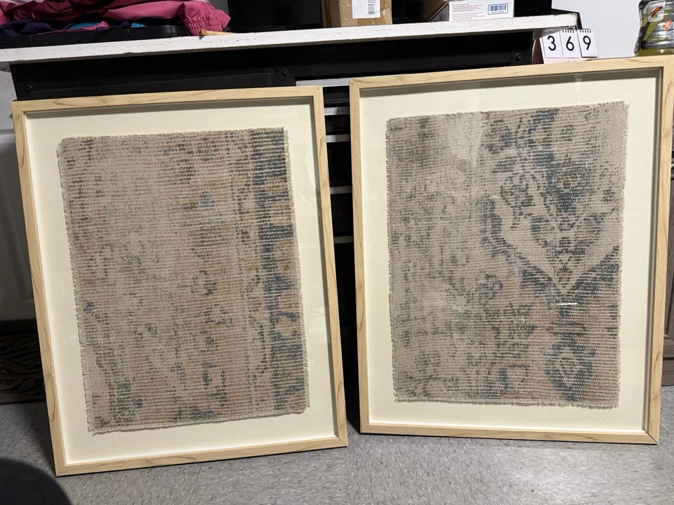 Umbral - Juego de 2 arte de pared con marco de tela texturizada 24"x30” arpillera abstracta boho Foto 2 de 4