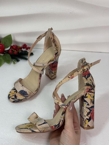Women Sweet Shoes Heels Beige Textile 36