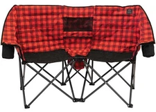 KUMA Outdoor Gear 872-KM-KBDC-RB Kozy Bear Double Camping Chair, Red/Black Plaid