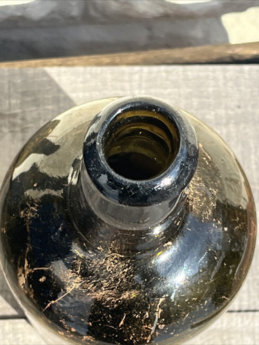 Antica bottiglia di whisky in vetro nero squat utilità scavata grezza 1750-1820 - Foto 13 di 14