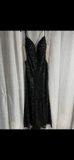 Amarra Black Sequin Gown Maxi Dress V-Neck Strapless Size 16 Prom/Formal Dress