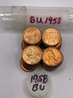1958 P LINCOLN WHEAT CENT PENNY ROLL UNCIRCULATED ORIGINAL BU