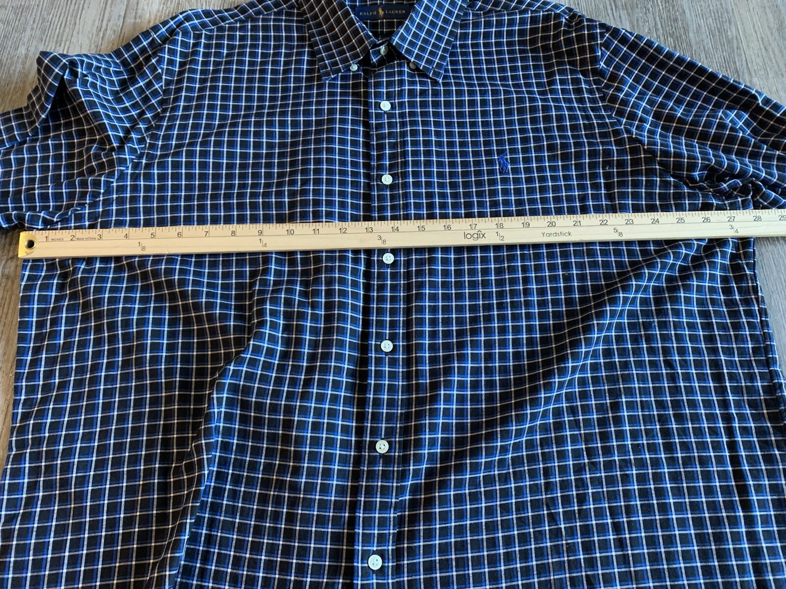 Ralph Lauren camicia uomo manica lunga nera blu bianca pony con bottoni taglia XXL