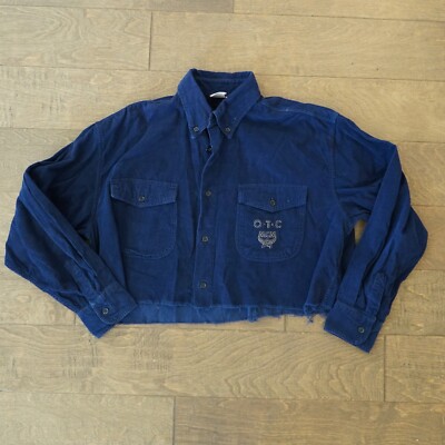 VTG OTC Over-the-Counter by MCM Crop Womens Medium Blue Corduroy Flap Pockets