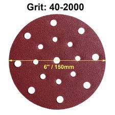 6" / 150mm 17 Hole Sanding Discs Pads Hook and Loop Plaster Drywall 40-2000 Grit