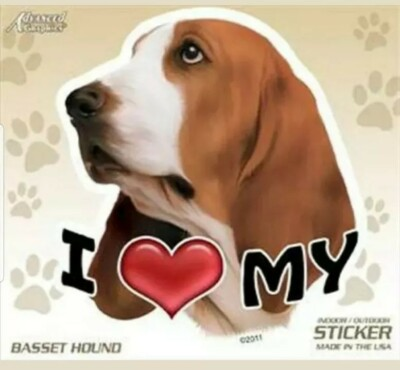 #ad #ad I ❤ My Basset Hound Dog 4quot; Car Vinyl Sticker Decal USA $2.99