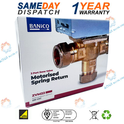 Banico Central Heating Port 22Mm Mid-Position Valve Replacement For  Honeywell UK