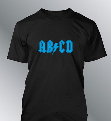 ABCD T-Shirt personalisiert M L XL XXL Humor Herren ACDC AC-DC Logo abgelenkt