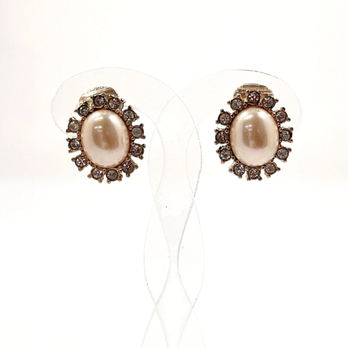 Boucles d'oreilles Christian Dior vintage métal/strass doré accessoire bijou femme