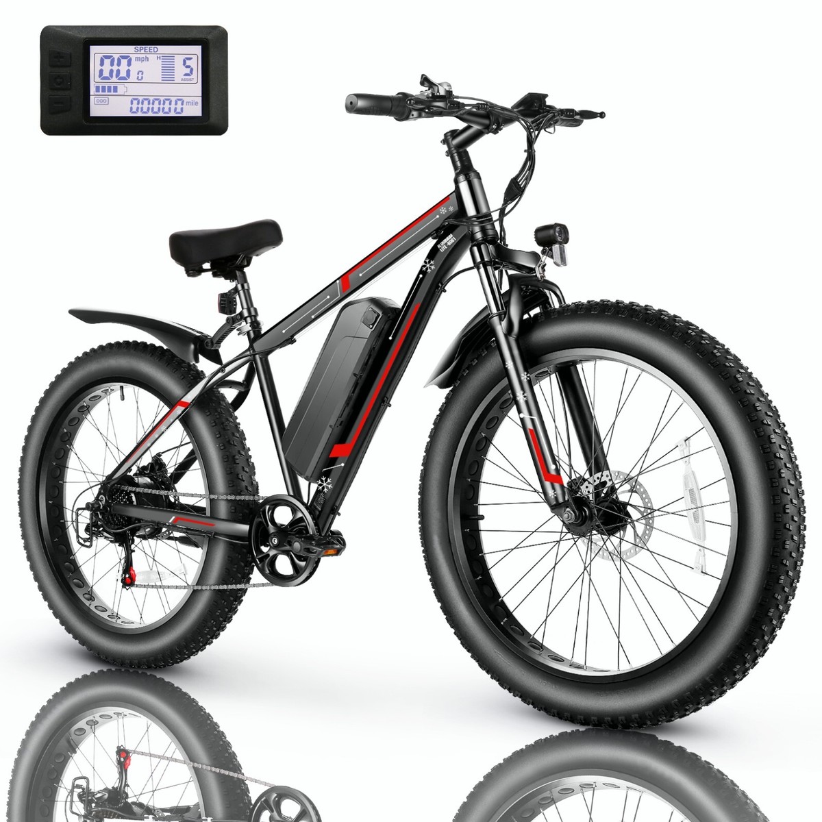 500W 48V 13AH Motor Electric Bike 26in Fat Tire Mountain Bicycle E