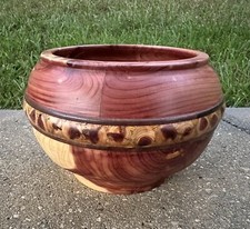 Handmade Handcrafted Segmented Wooden Decorative Bowl - Cedar And Maple