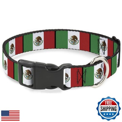 Buckle-Down 18-32'' Mexico Flags Plastic Clip Collar, Wide Large