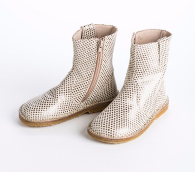 PePe Stars Girls Sz 23 / 7-7.5 White Gold Boutique Short Boots Shoes ITALY NEW