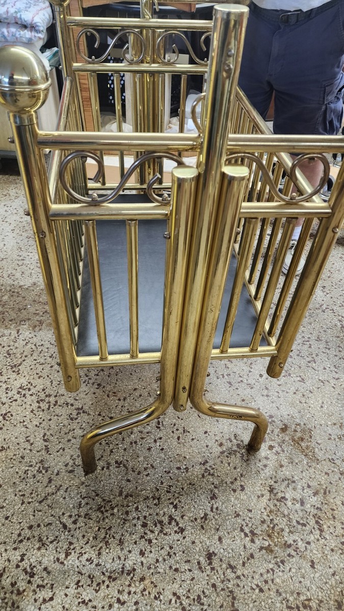 Vintage Brass Cradle Rocking Crib Victorian Corsican Baby