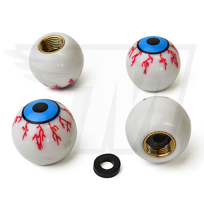 4x plastic valve cap for car tires, bicycle tires | ball eye in white