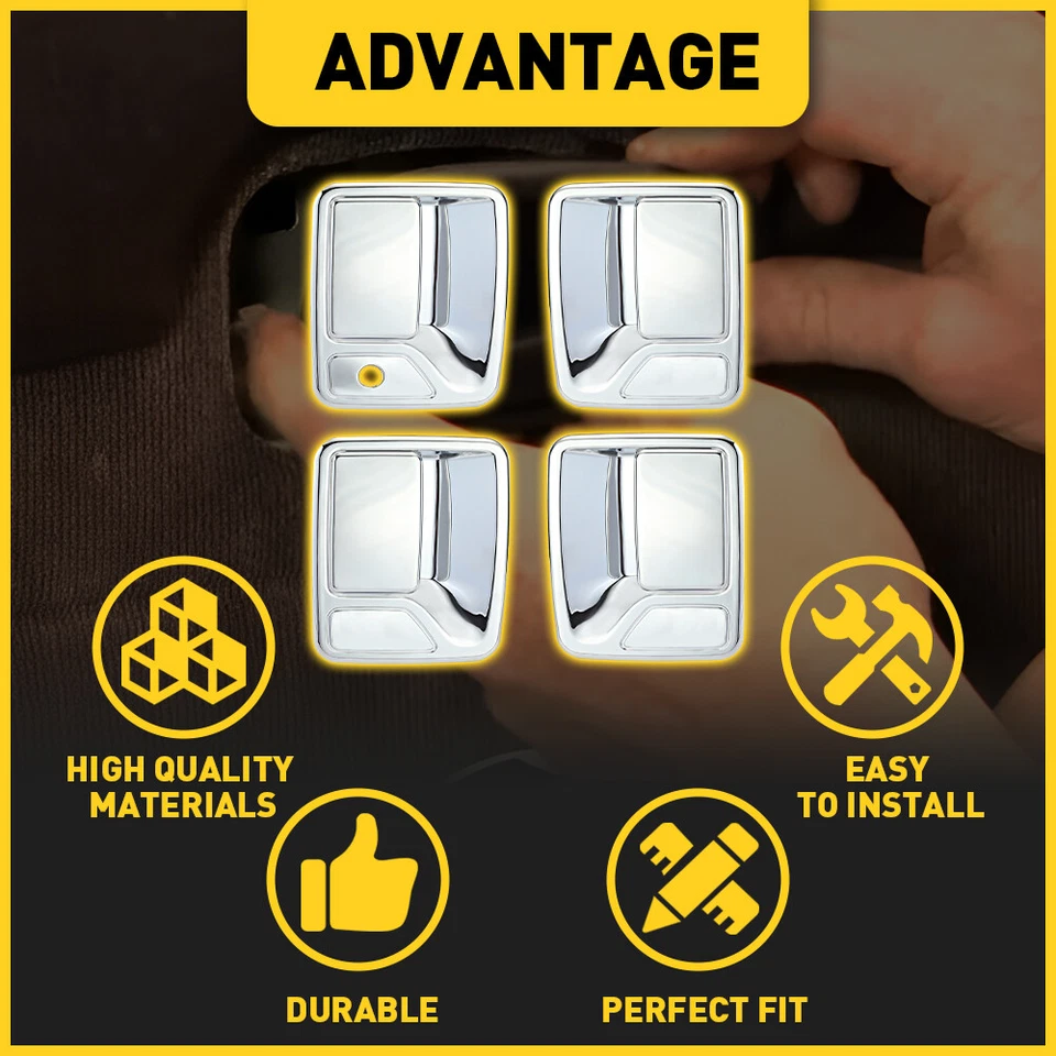 Cubiertas de manija de puerta cromadas para Ford F-250 F-350 F-450 Super Duty 1999-2016 4 puertas Foto 4 de 4