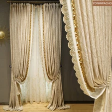 high-precision jacquard geometric beige cloth panle drape blackout curtain C622