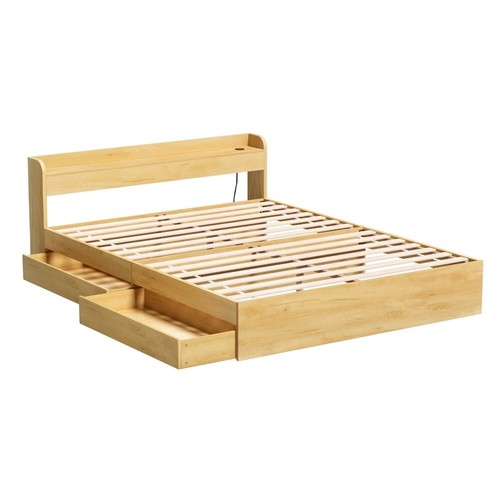 Artiss Bed Frame Queen Size with Charging Ports and 2 Drawers AURA ...