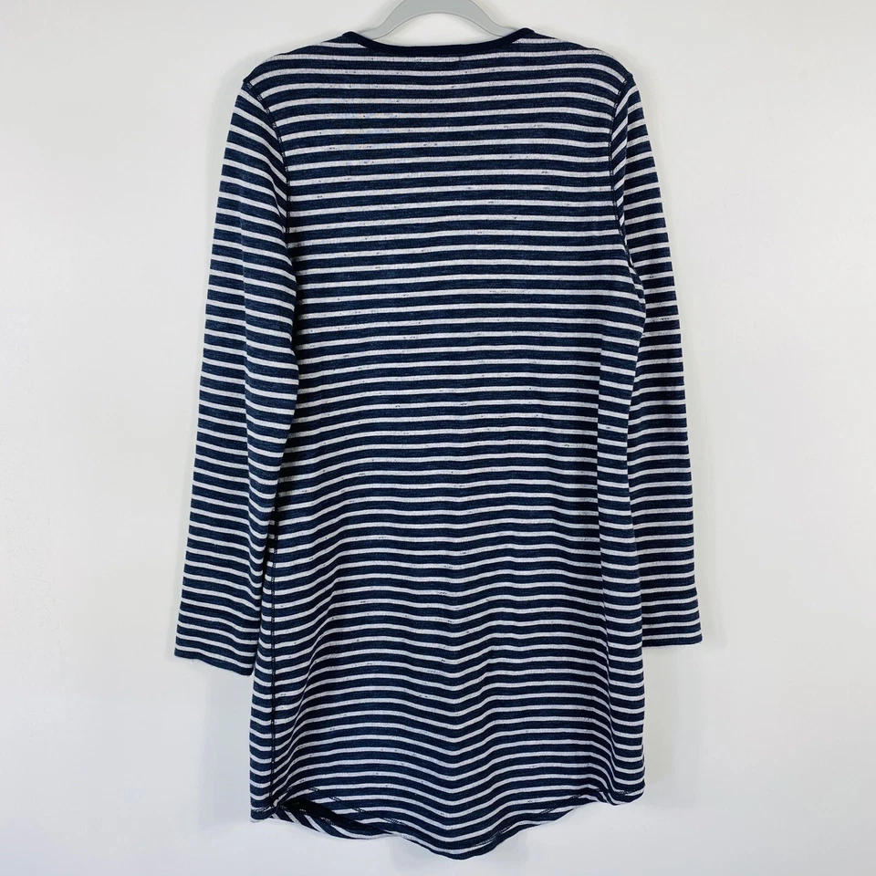 Ralph Lauren Jeans Co. Vestido tejido manga larga a rayas talla grande azul marino gris Foto 2 de 4